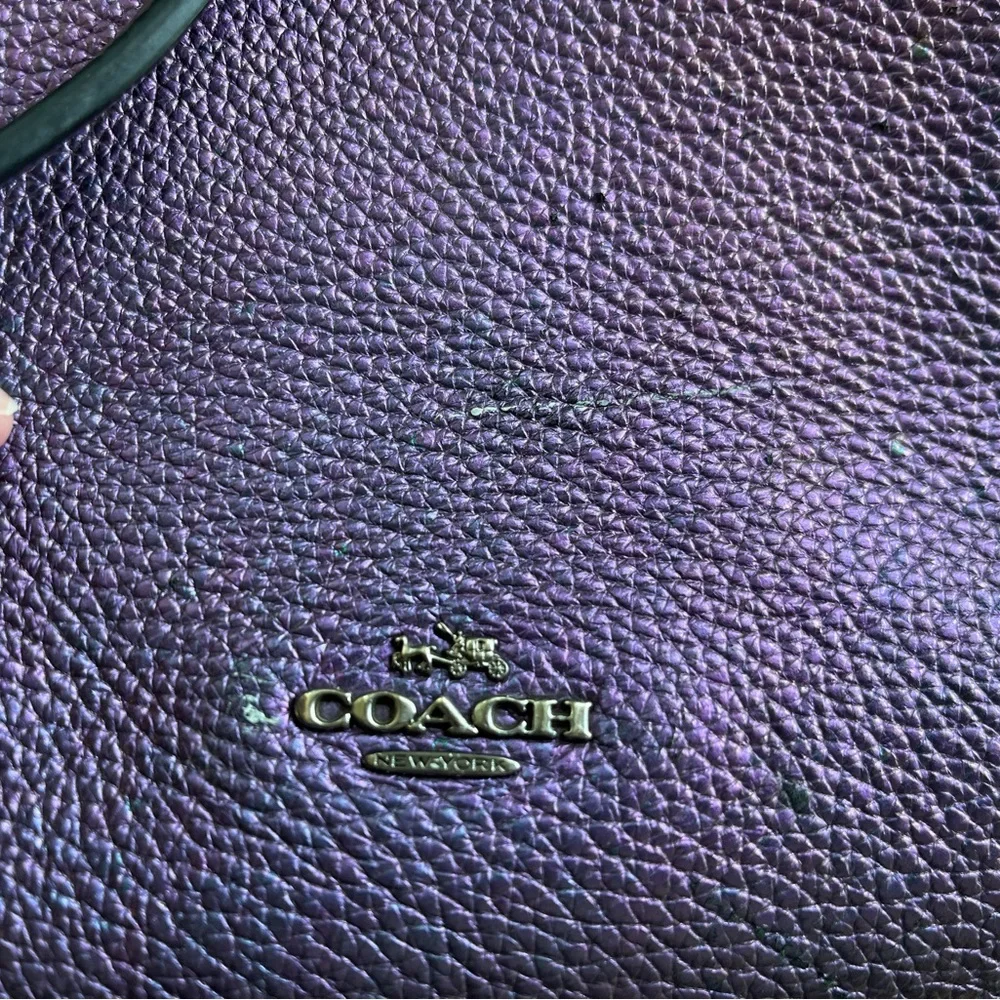 Coach Multicolor Iridescent Holographic Tote Bag Good Shape Purple Silver Flaws - Picture 2 of 16